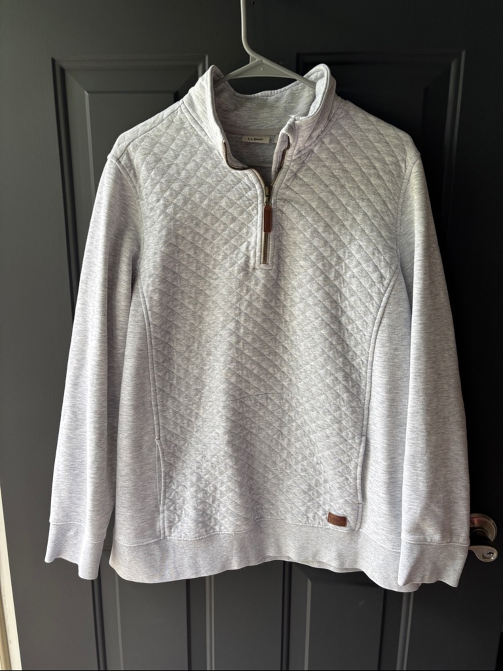 L.L. Bean Women's Quilted Half-Zip Sweater - Light Gray